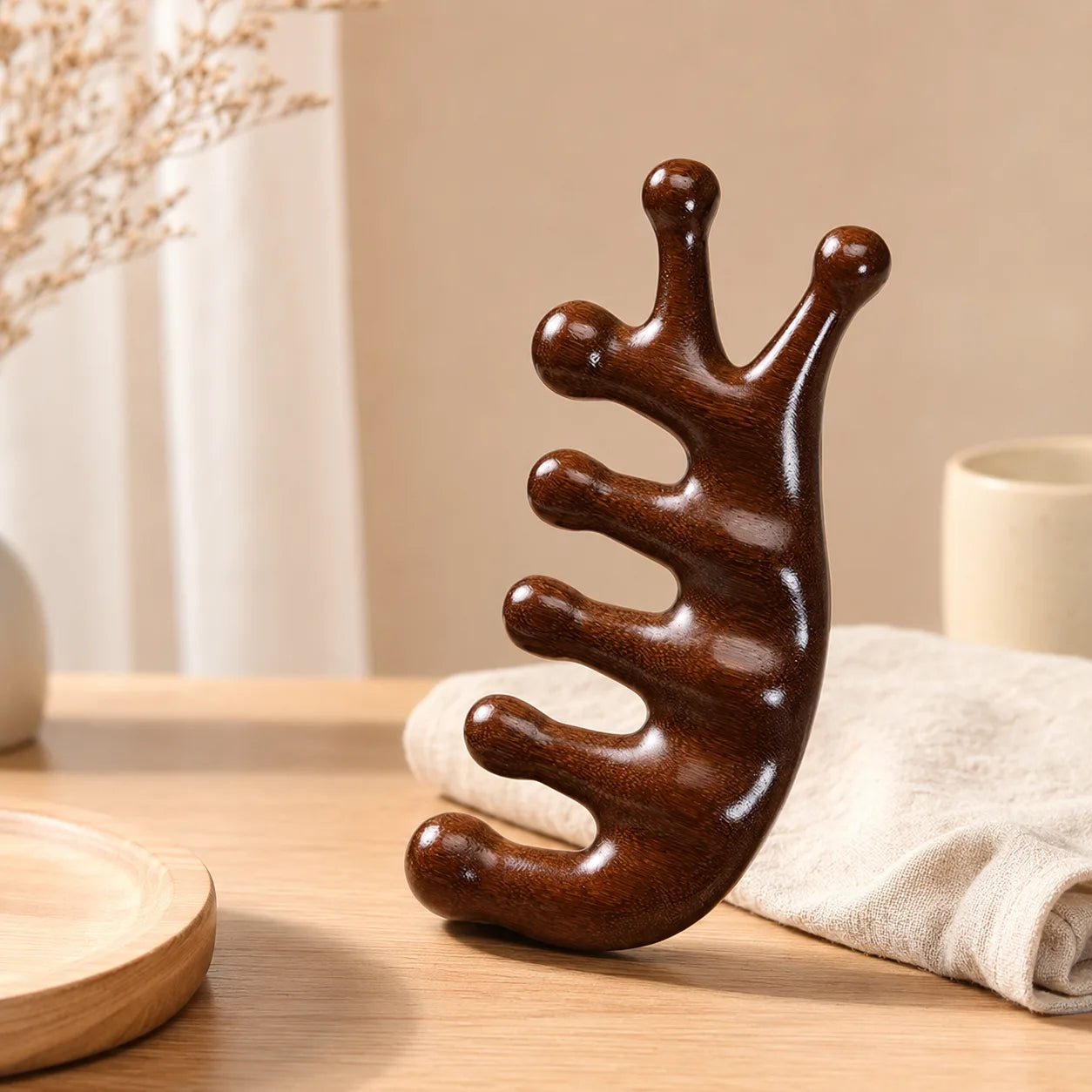 SunoLuxe 7-Prong Wooden Scalp Massage Comb