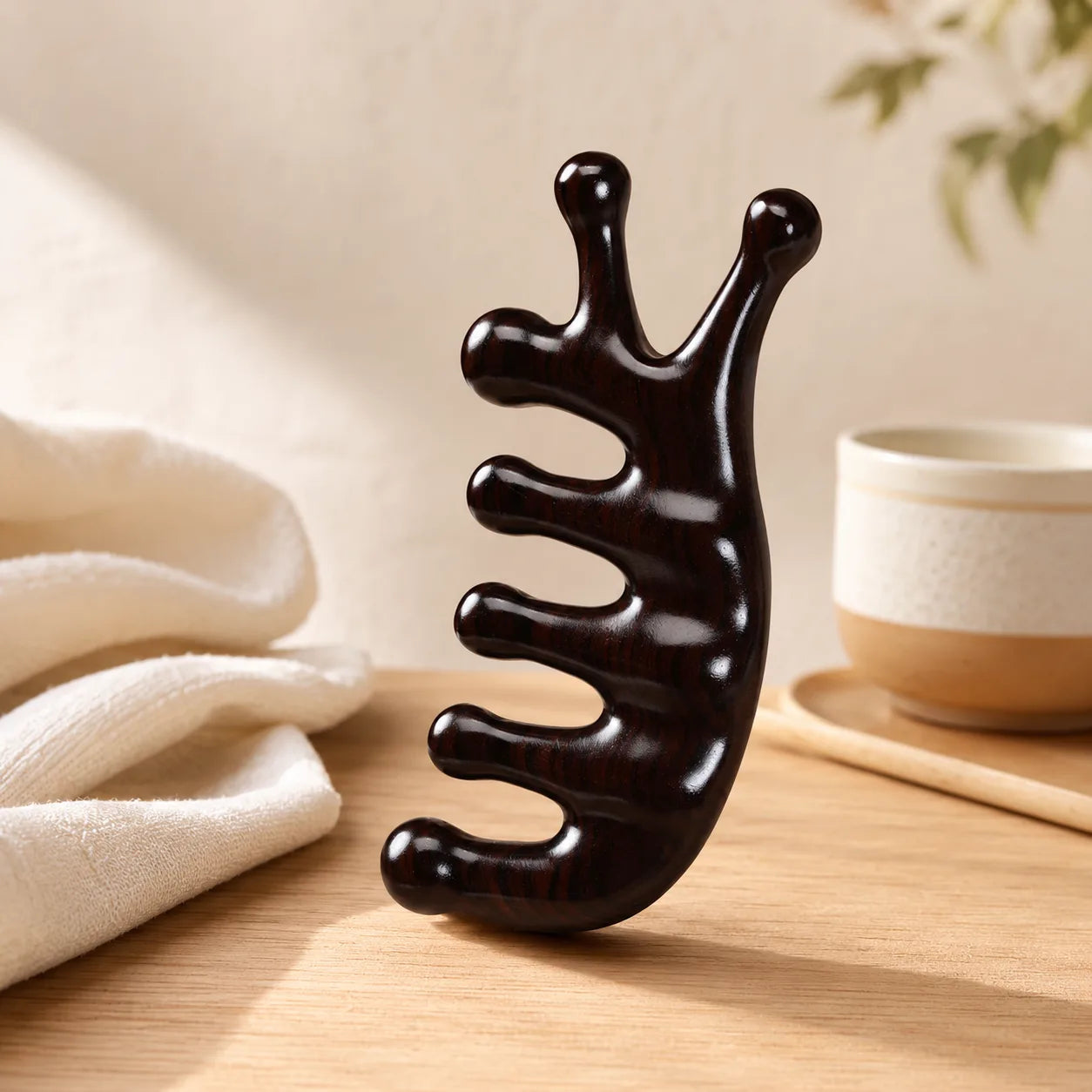 SunoLuxe 7-Prong Wooden Scalp Massage Comb