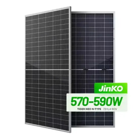 Jinko Solar Tiger Neo N-Type 72HL4-BDV 570W–590W bifacial solar panel for ground-mount and rooftop projects