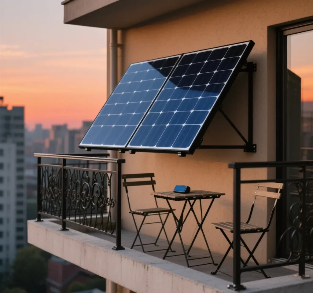 Apartment balcony solar panels renewable energy